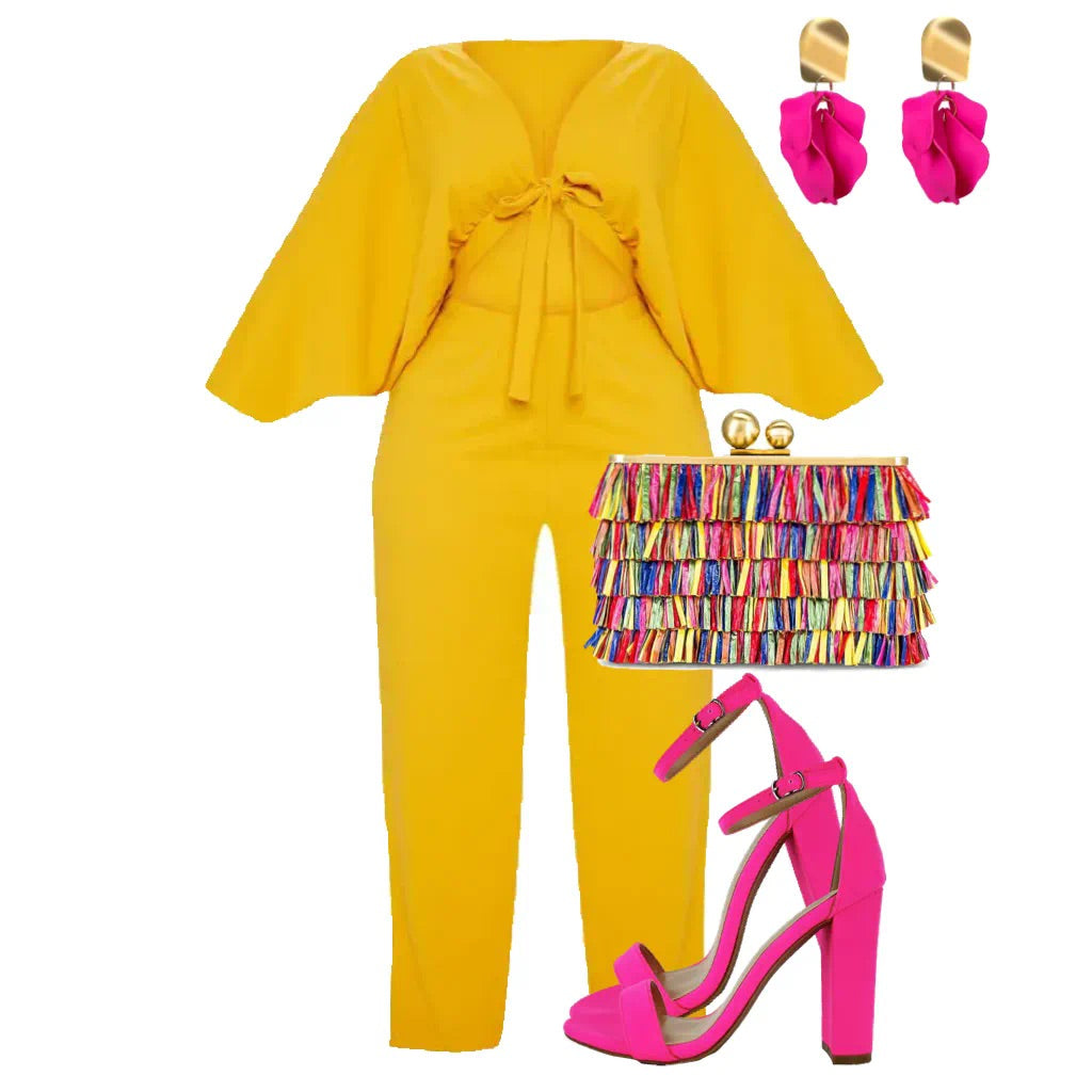 Yellow Jumpsuit Styling - Plus Size Category (12-24)(1XL-4XL)